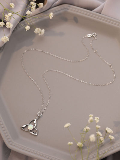 Collar Colgante de Ópalo Blanco Redondo en Plata 925 - Image 10