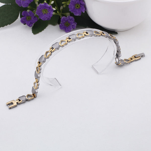 Pulsera Magnética de Titanio Corazón - Acero Inoxidable Plata y Oro