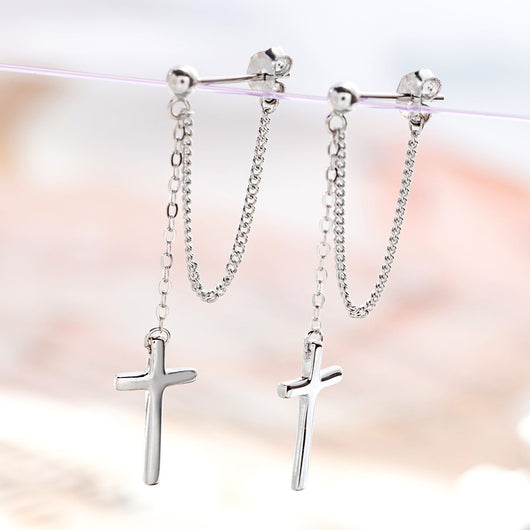 Aretes de Plata 925 con Diseño de Cruz - Image 8