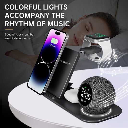 Reloj Despertador Multifuncional con Luz Ambiente, Ruido Blanco y Parlante Bluetooth