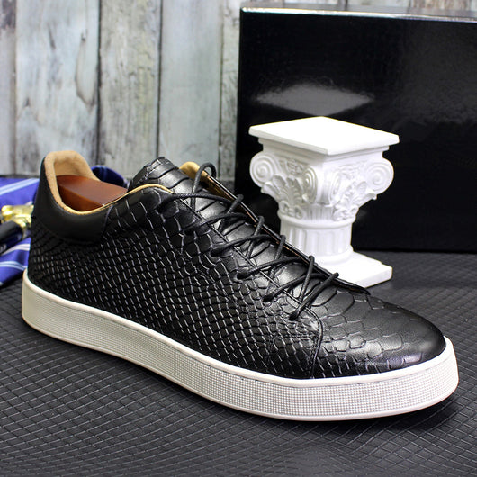 Zapatos Casuales de Cuero con Grabado en Relieve para Hombre - Image 4