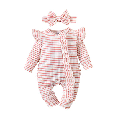 Traje Infantil a Rayas con Volantes y Manga Larga - Image 5