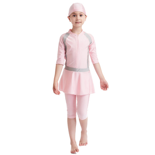 Traje de Baño Infantil Clásico de Color Sólido - Image 4