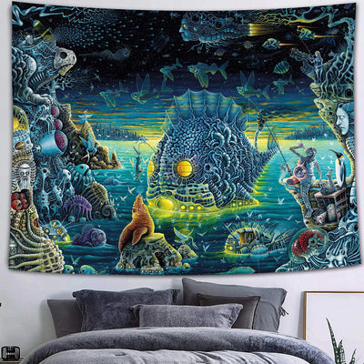 Tapiz Decorativo Colgante con Silueta de Árbol y Mar para Playa - Image 31