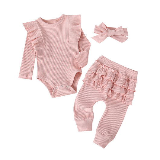 Conjunto de 3 Piezas Otoñal para Niña con Romper de Encaje y Diadema - Image 6