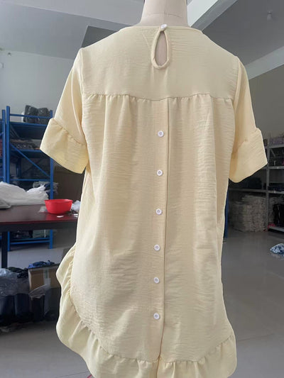 Blusa Holgada de Algodón y Lino con Volantes en Ruedo - Image 27