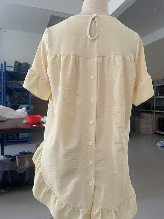 Blusa Holgada de Algodón y Lino con Volantes en Ruedo - Image 27