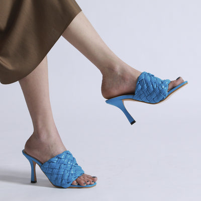 Pantuflas de Tacón Aguja con Punta Cuadrada - Tejidas a Mano Estilo Europeo - Image 14