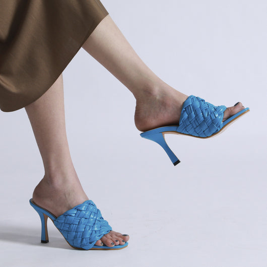 Pantuflas de Tacón Aguja con Punta Cuadrada - Tejidas a Mano Estilo Europeo - Image 14