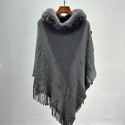 Capa Tejida con Cuello de Piel Sintética - Elegancia y Calidez - Image 7