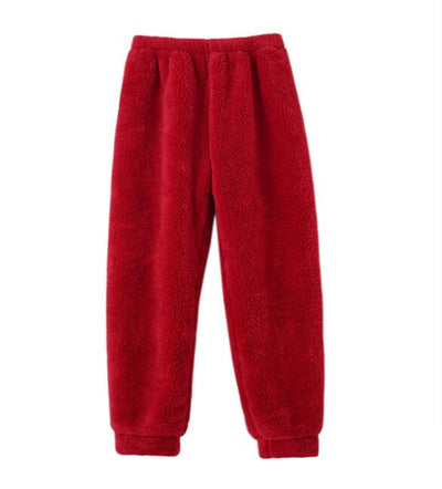 Family of four wearing matching red and cream coral velvet hooded pajamas with embroidered 'money' text and cute pockets. - Image 8