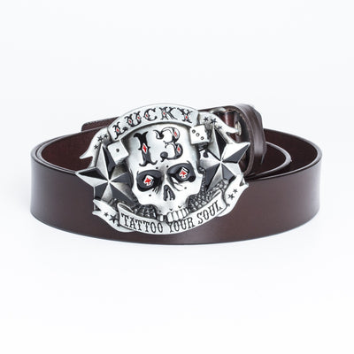 Cinturón de Cuero para Hombre con Hebilla Calavera Skateboard - Image 7