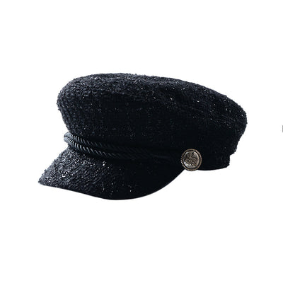 Gorro de Seda Brillante Azul Marino para Mujer