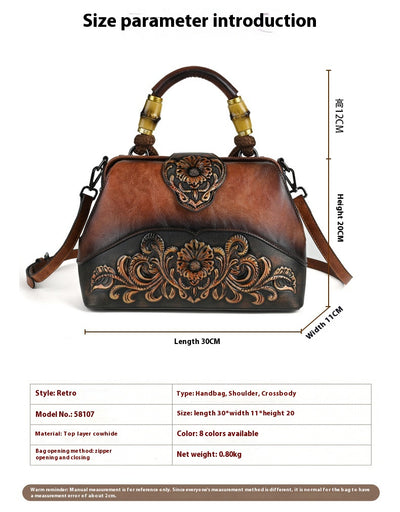 Bolso Crossbody de Cuero con Grabado Retro y Cierre Magnético - Image 14