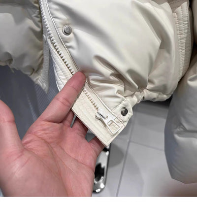 Chaqueta de Plumas de Pato Blanco con Cuello de Pie para Mujer - Image 34