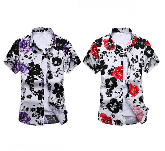 Camisa Floral de Manga Corta