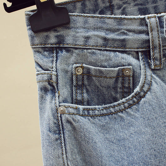 Pantalones Vaqueros Rotos Cintura Alta Suelta para Mujer - Image 13