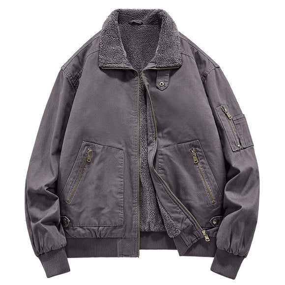 Chaqueta de Algodón Lavado con Forro Polar para Hombre - Resistente al Viento