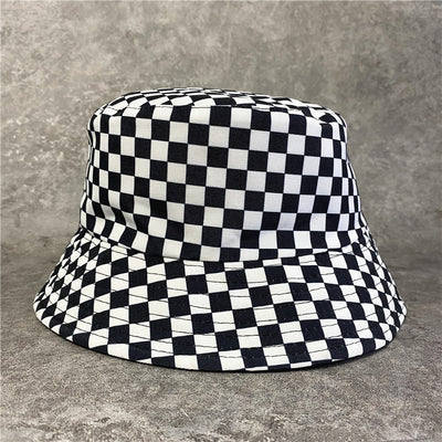 Sombrero Pescador Reversible Cuadros Verano Unisex Negro Blanco Plegable - Image 6