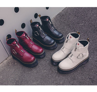 Botas Martin Mujer Plataforma Acolchada - Botines de Caña Corta con Cordones