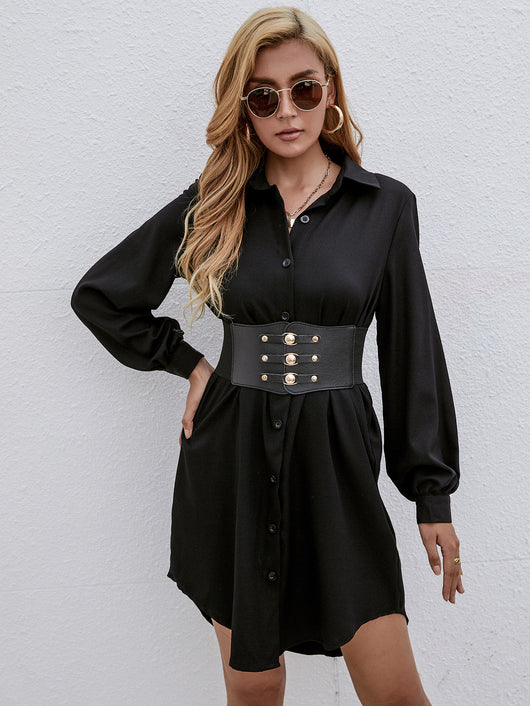Vestido Camisero Largo con Cinturón para Otoño e Invierno - Image 3