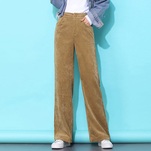 Pantalón Pana Ancho Cintura Alta Casual Holgado
