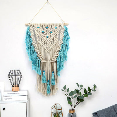 Tapiz Tejido a Mano en Algodón Bohemio con Colgante Minimalista - Image 9