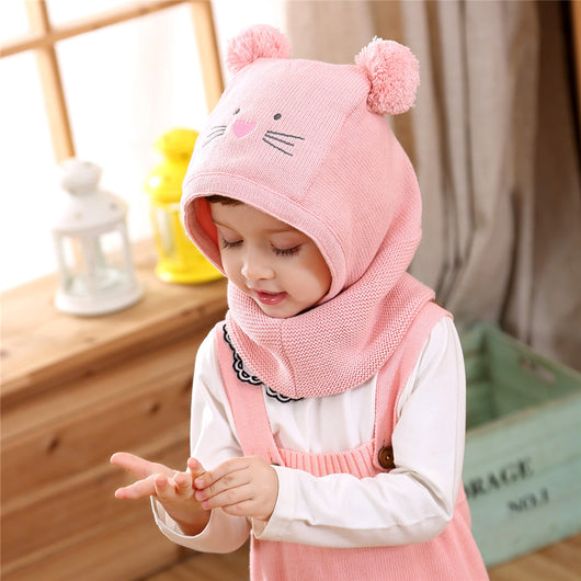 Set de Gorros Tejidos para Niños - Diseño Calicó Otoño e Invierno