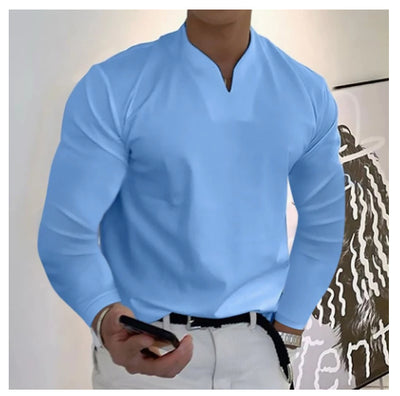 Camiseta Manga Larga Cuello V Transpirable para Hombre - Image 21