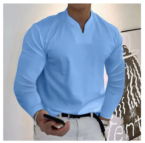 Camiseta Manga Larga Cuello V Transpirable para Hombre - Image 21