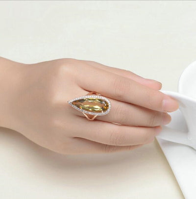 Anillo de Plata 925 con Citrino Natural en Forma de Gota - Joya Fina para Mujer - Image 4