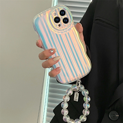 Funda Láser Degradado con Cadena de Cuentas para iPhone 14, 13, 12, 11 Pro Max - Image 7
