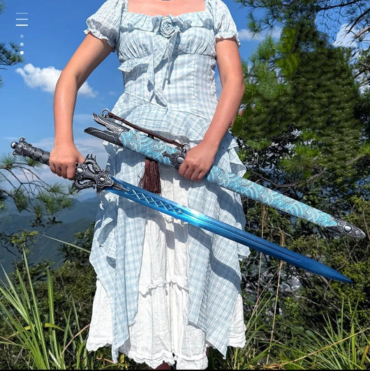 Espada Xingyuan Azul de Longquan - Acero Manganeso Forjado, Pieza de Colección Premium - Image 6
