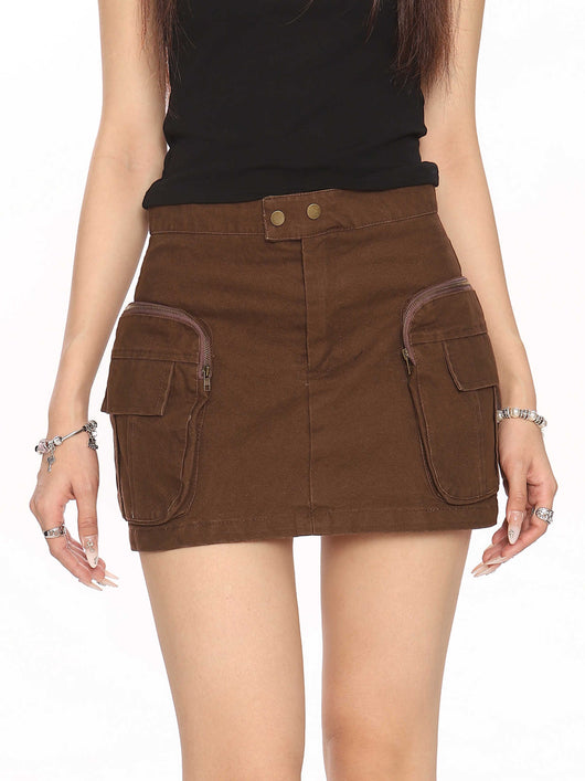 Falda de Trabajo Estilo Distressed con Bolsillos Tridimensionales - Image 6