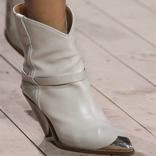 Botas Tobilleras de Tacón Alto con Punta Metálica - Image 7
