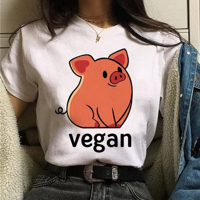 Playera Unisex con Estampado Cute de Cerdito Vegetariano - Image 10