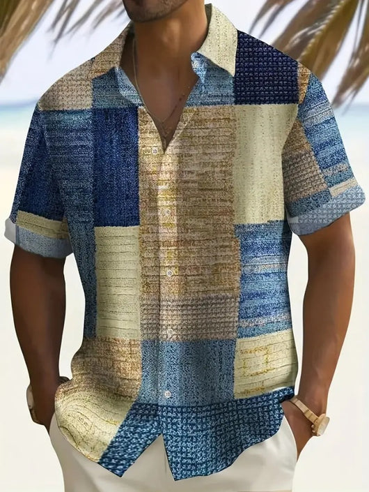 Camisa Estampada para Hombre con Cuello Solapa de Manga Corta - Image 8