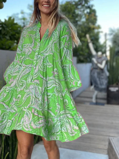 Falda Acampanada con Escote en V y Estampado - Image 9