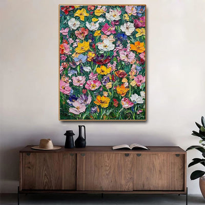 Cuadro al Óleo Floral Vibrante sin Marco Pintado a Mano - Image 10