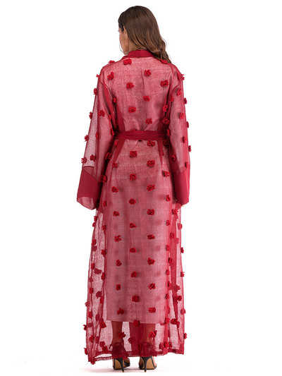 Cardigan Bata de Encaje Floral 3D con Cierre de Cordones y Mangas Largas - Image 81