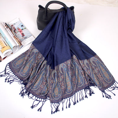 Foulard Étnico de Cachemira Dual-uso con Jacquard y Borlas - Image 25