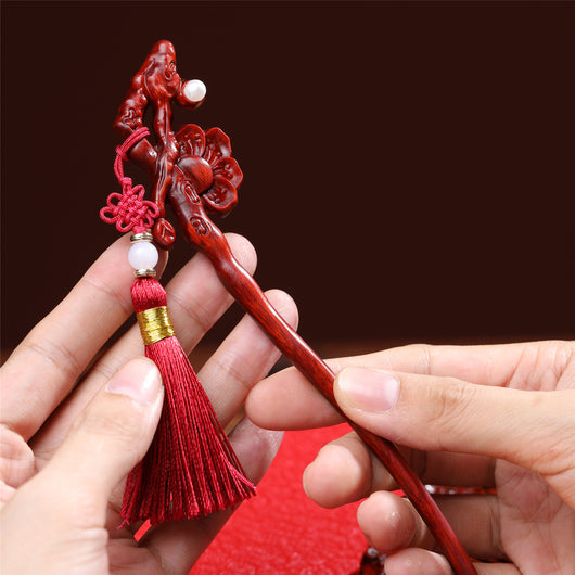 Juego de Peine y Horquilla de Madera de Palisandro - Flor de Cerezo - Image 5