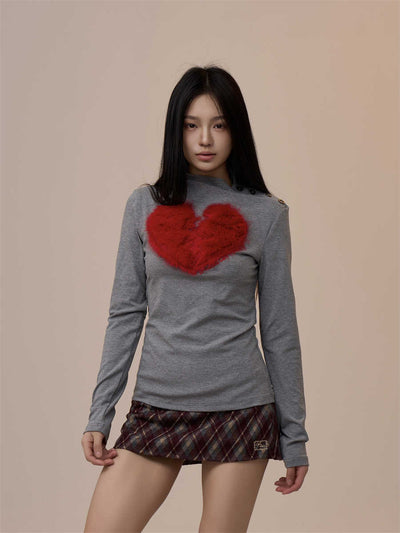Blusa Retro de Manga Larga con Corazón Creativo - Corte Holgado y Elegante - Image 11