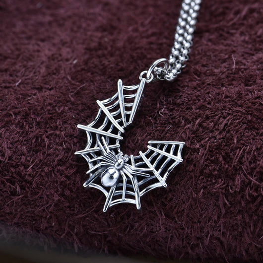Collar Gótico Tela de Araña en Plata 925 - Colgante Ornamental - Image 5