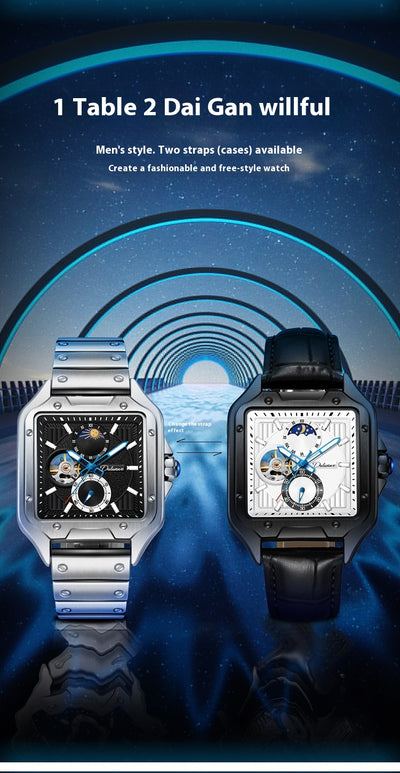 Reloj Mecánico Automático Cuadrado Impermeable con Diseño Calado para Hombre - Image 28