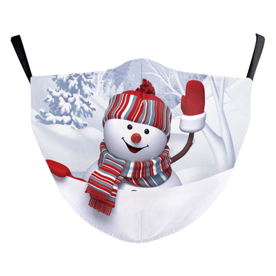 Christmas dust mask with a cartoon kitten in a Santa hat singing carols next to a decorated Christmas tree. - Image 25