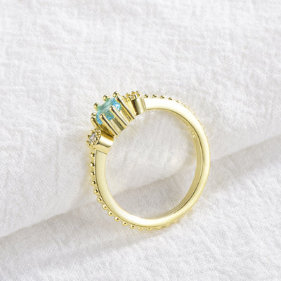 Anillos de Diamantes de Imitación Azul Océano para Mujer - Oro y Plata Bohemios - Image 5