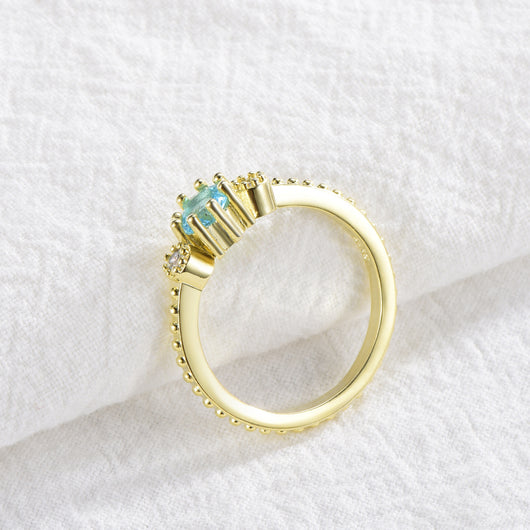 Anillos de Diamantes de Imitación Azul Océano para Mujer - Oro y Plata Bohemios - Image 5
