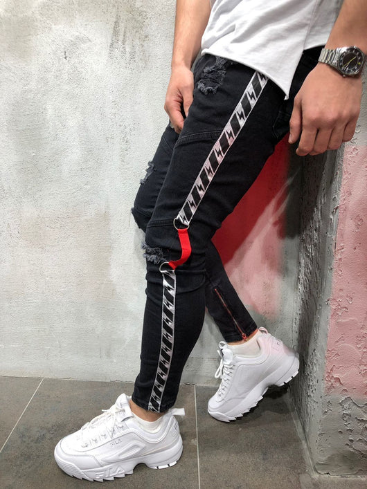 Jeans para Hombre con Detalles de Cinta - Image 8