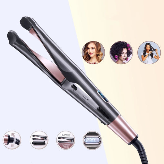 Plancha Alisadora y Rizadora 2 en 1 con Cerámica Turmalina para Todo Tipo de Cabello